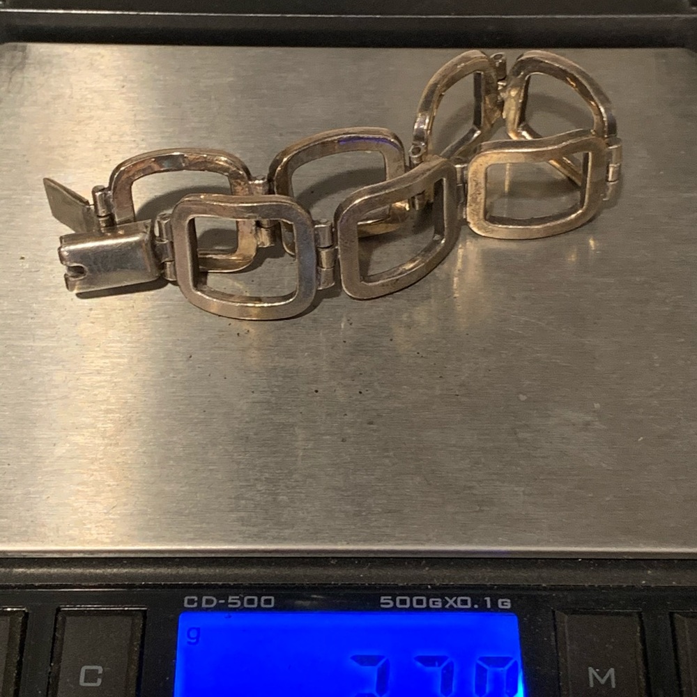 Square Link Solid Sterling Silver 7” Bracelet - image 6